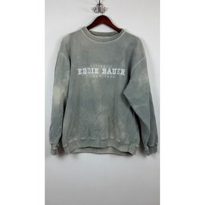 Vintage Eddie Bauer Mens Embroidered Logo Crewneck Sweatshirt Green Faded Medium